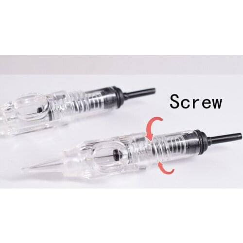 Screw Cartridge Needles 100PCS Sterilized Permanent Makeup Pen Machine Needles Tips Supply for Eyebrow lip Microblading Supplies