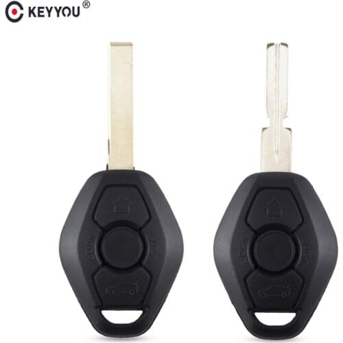 KEYYOU 50pcs 3 Buttons Car Key Shell For BMW 325i E38 E39 E46 EWS System Key Remote Fob Case Replacement Car Key Cover Keyless