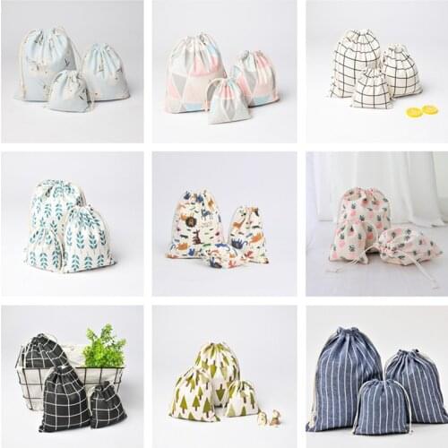 5pcs Cotton Line Drawstring Pouches Candy Dragee Gift Bags Favor Holder Jewelry Party Gifts Bag 14x16cm 19x24cm 25x32cm Bag