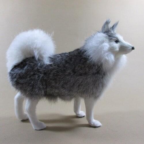 Simulation gray dog polyethylene & furs husky dog model doll gift about 20x10x13cm 306