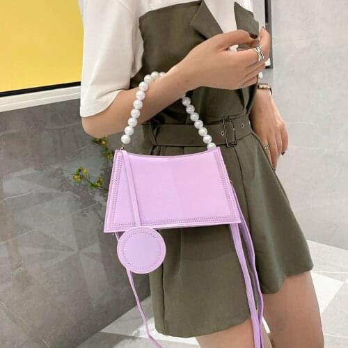 Fashion PU Leather Shoulder Bags Classic Texture Creative Design Chic Women Pearl Elegant Totes Crossbody Handbag