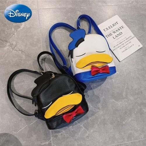 Disney Pu Leather Backpack Donald Duck Fashion Childrens School Bag Cartoon Cute Boys and Girls Leisure Travel Backpack