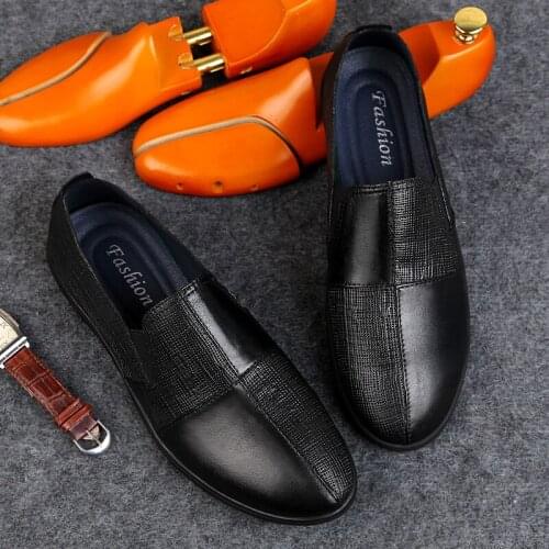 Mens shoes 2019 spring and autumn waterproof non-slip slippers black leather large size 46 high quality brand formal fashion