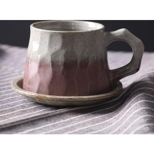 Japanese retro ceramic coffee cup and saucer set creative coffee cup afternoon tea office mug stoneware coffee cup