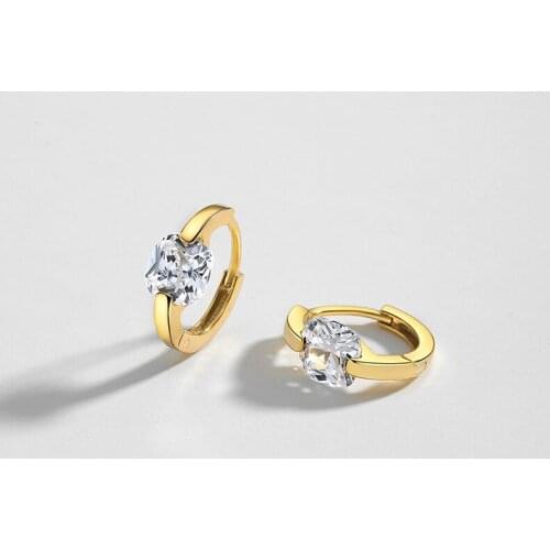 Authentic 925 Sterling silver Solitaire Colored Red Blue purple Green CZ Zircon 4A+ Piercing Ear Huggie Hoop earrings C-F210720