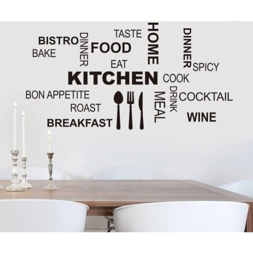 Creative Vinyl Removable DIY 58*30cm Kitchen Letter Quotes Wall Stickers Mural Decal Art Room Decoration black Hot