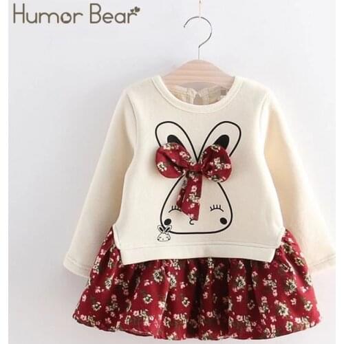 Humor Bear Girls Dress Summer Autumn Flower Princess Dress Toddler Girl Clothes Children Clothing Cute Animal Baby Girls Dresses
