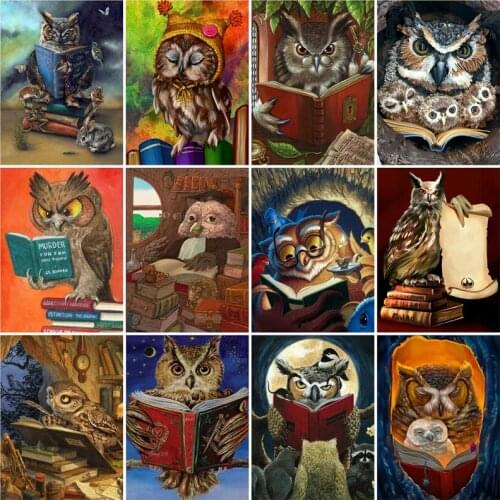 Full Square/round Diamond Painting Owl Cartoon Mosaic Animal Embroidery Cross Stitch Book Home Decor
