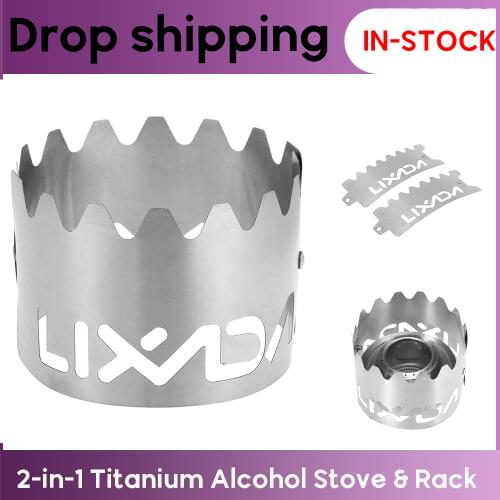 2-in-1 Portable Titanium Alcohol Stove Rack Windscreen Outdoor Ultralight Camping Stove Windshield Hiking Backpacking Cookware