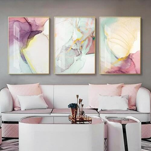 Colorful Pink Ink Poster Modern Abstract Canvas Painting Nordic Posters and Prints Wall Art Pictures for Living room Home Decor