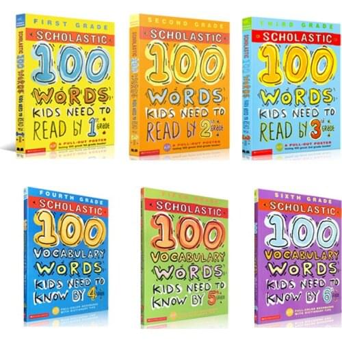 6 Books Original English 100 Words Kids need to read American Primary School 1-6 Grade Keyword Vocabulary Exercise workbook