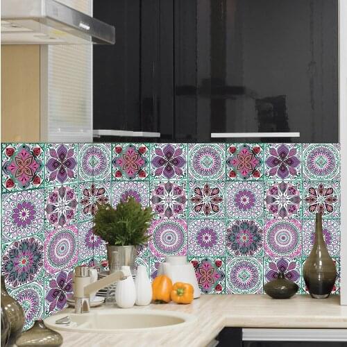 Retro Tile PVC Wall Sticker Bathroom Kitchen Stairs Floor Diy Home Decoration Art Wallpaper Waterproof Peel & Stick Wall Decals