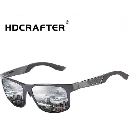 HDCRAFTER Men Polarized Sunglasses Ultra Light Aluminium Mirror Sun Glasses Square Eyewear Accessories Men Female gafas UV400