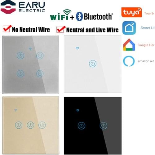 1 - 4 Way Smart Touch Switch EU Standard Wall Lamp Touch Switches Backlight Smart Home With Neutral Wire Or Without Neutral Wire
