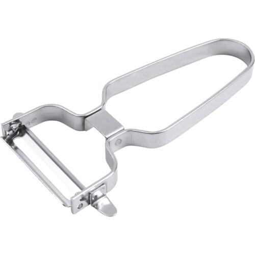 2 In 1 Fruit And Vegetable Slicer Planer Potato Carrot Grinder Kitchen Tool U-Shaped Handle Peeler Silver 430 Stainless Steel