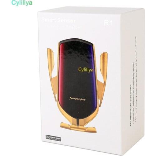20pcs R1 Wireless Car Charger Automatic Clamping For iphone Android Air Vent Phone Holder 360 Degree Rotation 10W Fast Charging