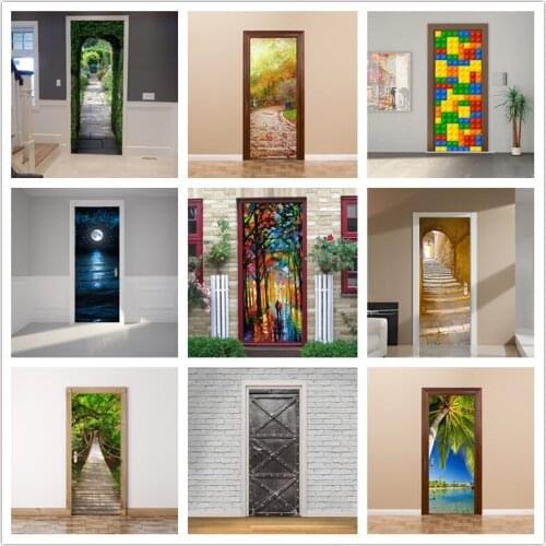 3D Lover In The Colored Woods Oil Painting Romanticism Door Sticker Vinyl Waterproof Poster Wallpaper Mural Decal Sticker Muraux