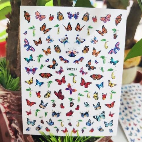 3D Stickers for Nails Cute Butterfly Pupa Spring Design Nails Art Decoration Manicure Stickers Sliders Nail Foil Accessories