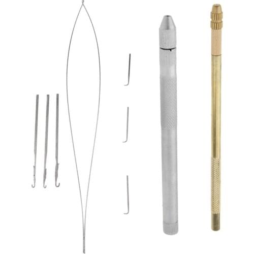 Aluminum Crochet Hooking Ventilating Latch Pulling Hooks Needles & Holder