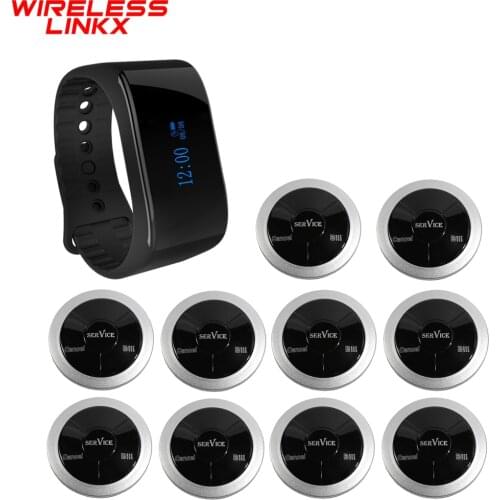 Wirelesslinkx Waterproof Wireless Calling Caregiver Hotel Hotel Restaurant Waiter Nurse Wristwatch Paging System with Buzzer