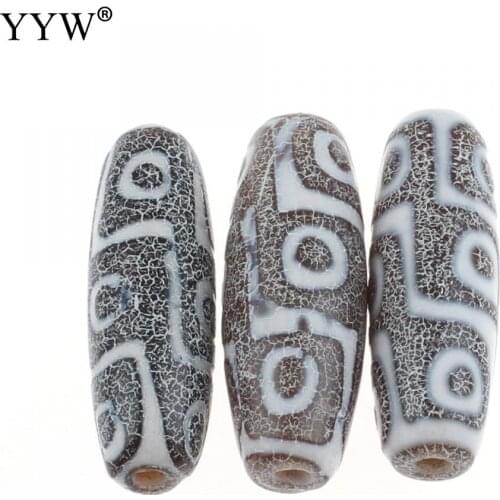 Tibetan Agata Onyx Dzi Beads Vintage Beads Column Cylinder Grey Nine-Eyed Dzi Beads Natural Stone Tibetan Jewelry DIY 10x10x30mm