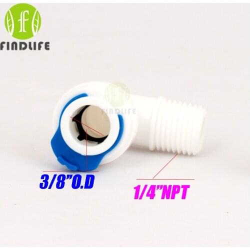 Water Filter Parts 5pcs 3/8" OD Tube Hose Connection *1/4" NPT BSP Elbow Male Quick Connector for ro water purifier system 4064