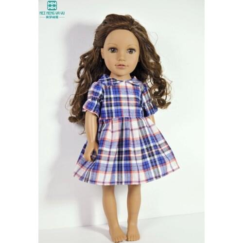 Baby clothes for doll fit 18 inch american dolls and new born doll Plaid dress princess dress