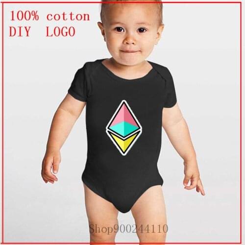 Ethereum logo printed Baby Bodysuits Designs Newborn Summer Boys Girls Jumpsuit Short Sleeve Clothes Infant Outfits 0-24M