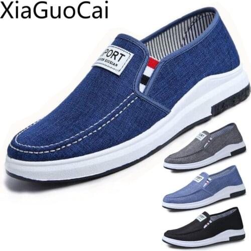 Denim Wear-resistant Mens Canvas Shoes Casual Fashion Shoes Non-slip Mens Flat Casual Shoes Slip on Male Sneakers
