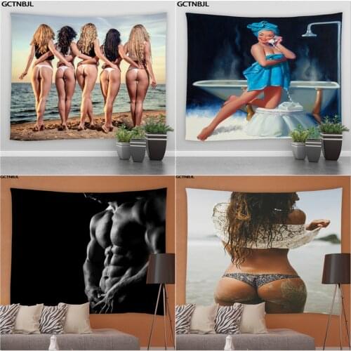Sexy Girls Printed Tapestry Wall Hanging Beautiful Woman Buttocks Tapestries Art Living Room Bedroom Dorm Background Home Decor