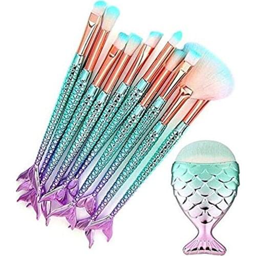 Mermaid Makeup Brushes, Professional Makeup Brush Set Foundation Face Powder Eyeshadow Blending Blush Brush Color Cosmetic Kits