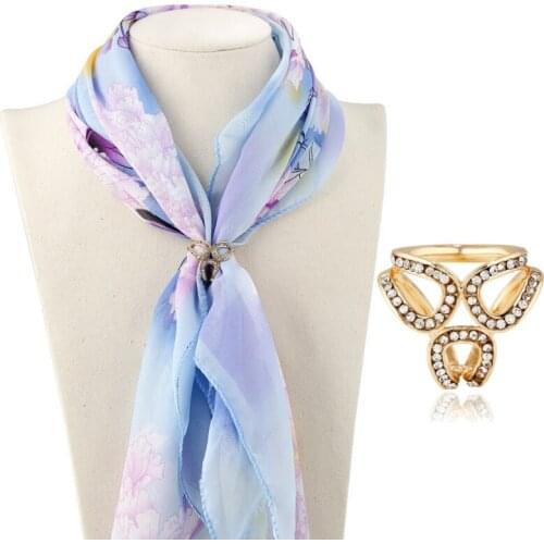 Korean Wild Three-ring Silk Scarf Buckle Fashion Rhinestone Alloy Lady Shawl Scarf Buckle