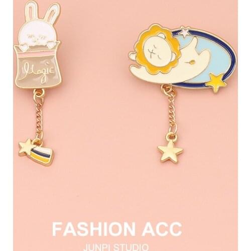 Lion Rabbit Alloy Brooch Cute Animal Fashion Brooch Unisex Clothing Backpack Collar Decorative Brooch Jewelry Couple Gift