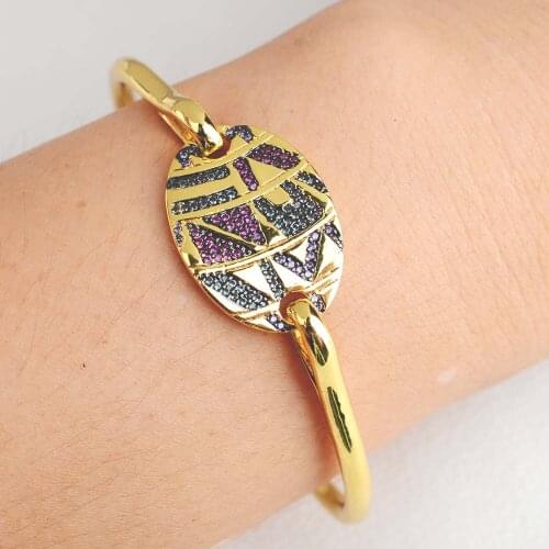 Fasion Womens Mixed Color cubic zirconia pave Open Bracelet Cuff Bangle bracelet