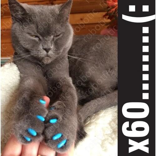 60pcs - Soft Nail Caps for Cats + 3x Adhesive Glue + 3x Applicator /* XS, S, M, L, cover, cat, zpo