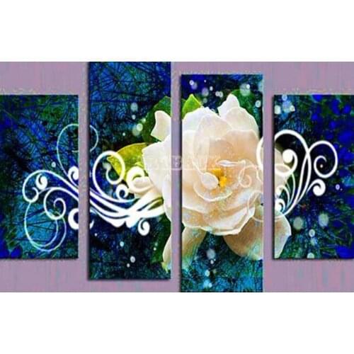 New 5d diy diamond painting white rose flower full square drill diamond embroidery mosaic peony 4pcs / set