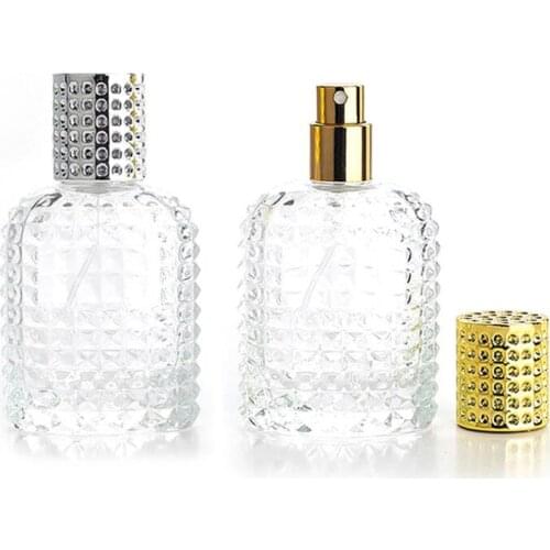 Newest Glass Perfume Bottles 30ml 50ml Empty Atomizer Makeup Spray Container With Gold Silver Cap LX3491