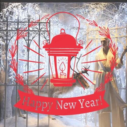Happy New Year Winter Decoration Wall Decal Removable Wall Store Glass Decals Christmas Window Removable Wall Art Stickers HL30