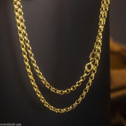 ONSALE 20INCH Solid 18K Yellow Gold Necklace ROLO Link Chain Necklace Au750