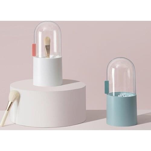 Makeup Brushes and Pencil Holder 8.7" Height Cosmetics Organizer with Clear Lid Slide Window makeup brush holder Tools