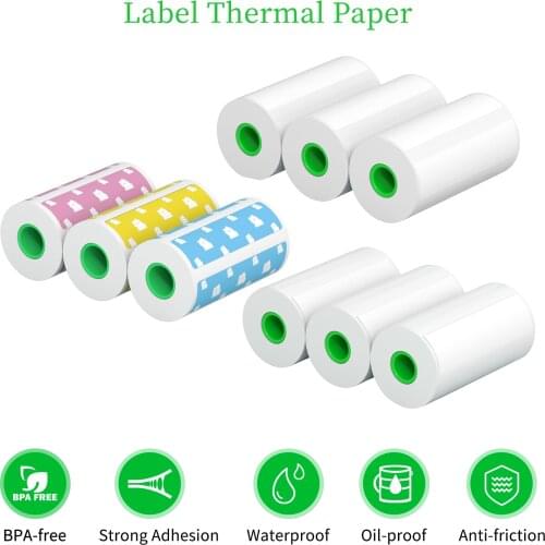 PeriPage 3 Rolls Label Thermal Paper Sticker Self-Adhesive Printable Paper Roll Label Paper Clear Printing for PeriPage Printer