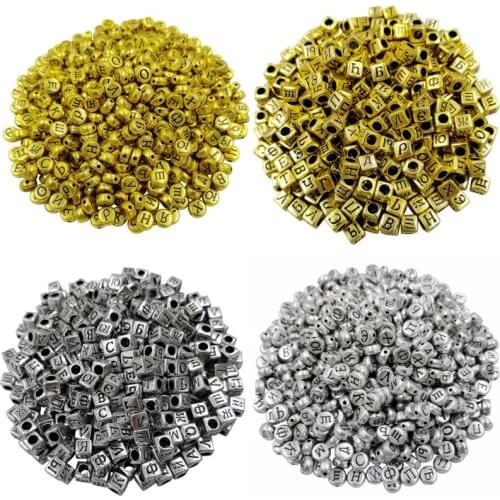 50Pcs 6 7mm Block Flat Square Loose Beads Russian Letter DIY Jewelry Making Wholesale Necklace Bracelet Pendant