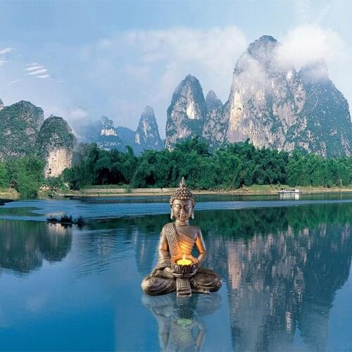 Candle Holder Buddha Pattern Resin Candlestick Desktop Decor Decorative Craftwork for Home Office Shops