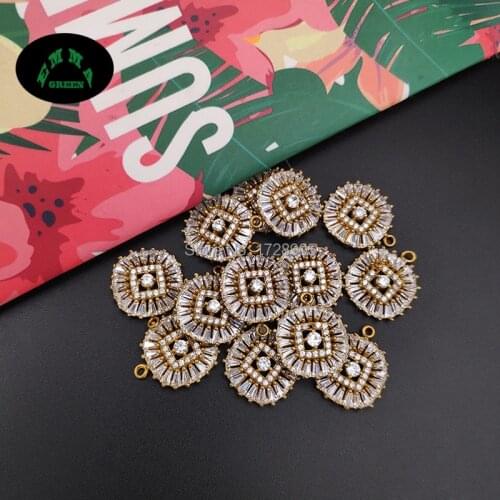 Zircon Flower Charm Pendants for Jewelry making 20pcs Zircon Paved Zircon Accessories for Earrings Flatback Zircon Embellishment