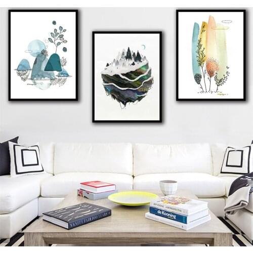 Simple Tree Mountain Nordic Print Wall Art Painting Wall Poster Paintings for Home Decoration Living Room B5158