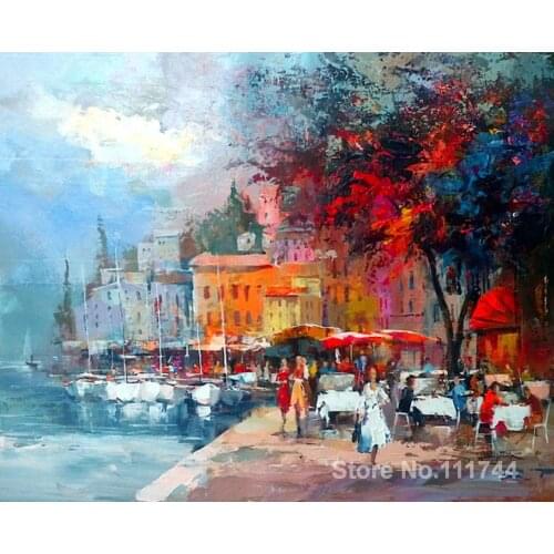Romantic paintings Village at the medeterranean Willem Haenraets art on Canvas High quality hand painted
