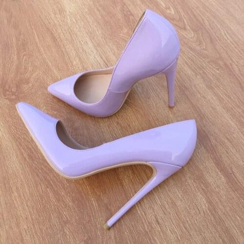 Light Purple Pumps Brand Women Shoes 12cm High Heels Party Ladies Pointed Toe Shallow Sexy QP017 CHENSIR9