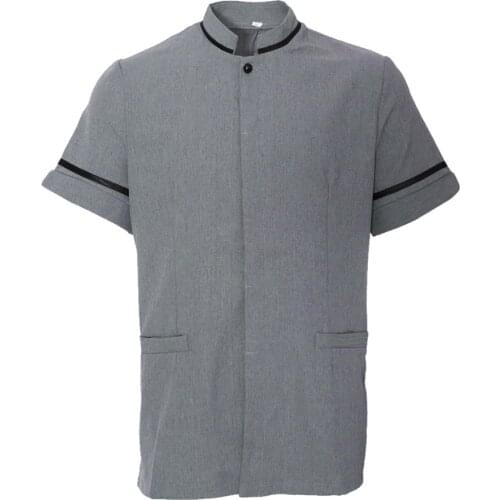 Short Sleeve Chef Uniform Kitchen Apparel Breathable Linen Jacket Top Unisex Quick Drying Material for Hotel