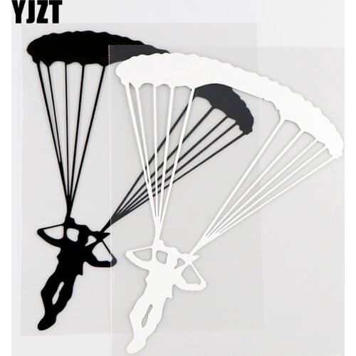 YJZT 11.4×15.2CM Parachuting Skydiving Vinyl Decal Car Sticker Car Truck Window Decor Black / Silver 10A-0671