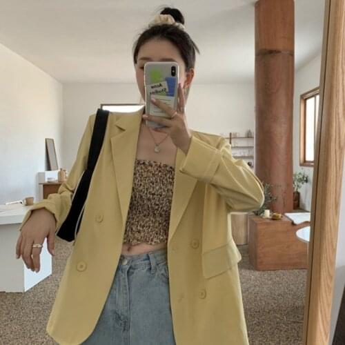 Women Thin Sun Protection Suit Jacket Oversized Fashion Double Breasted Loose Suit Coat Female Casual Autumn Summer 2021 New